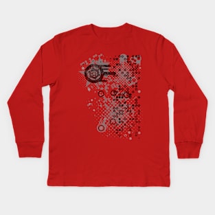 Abstract Pattern Circles Dots Halftone Star Faces Kids Long Sleeve T-Shirt